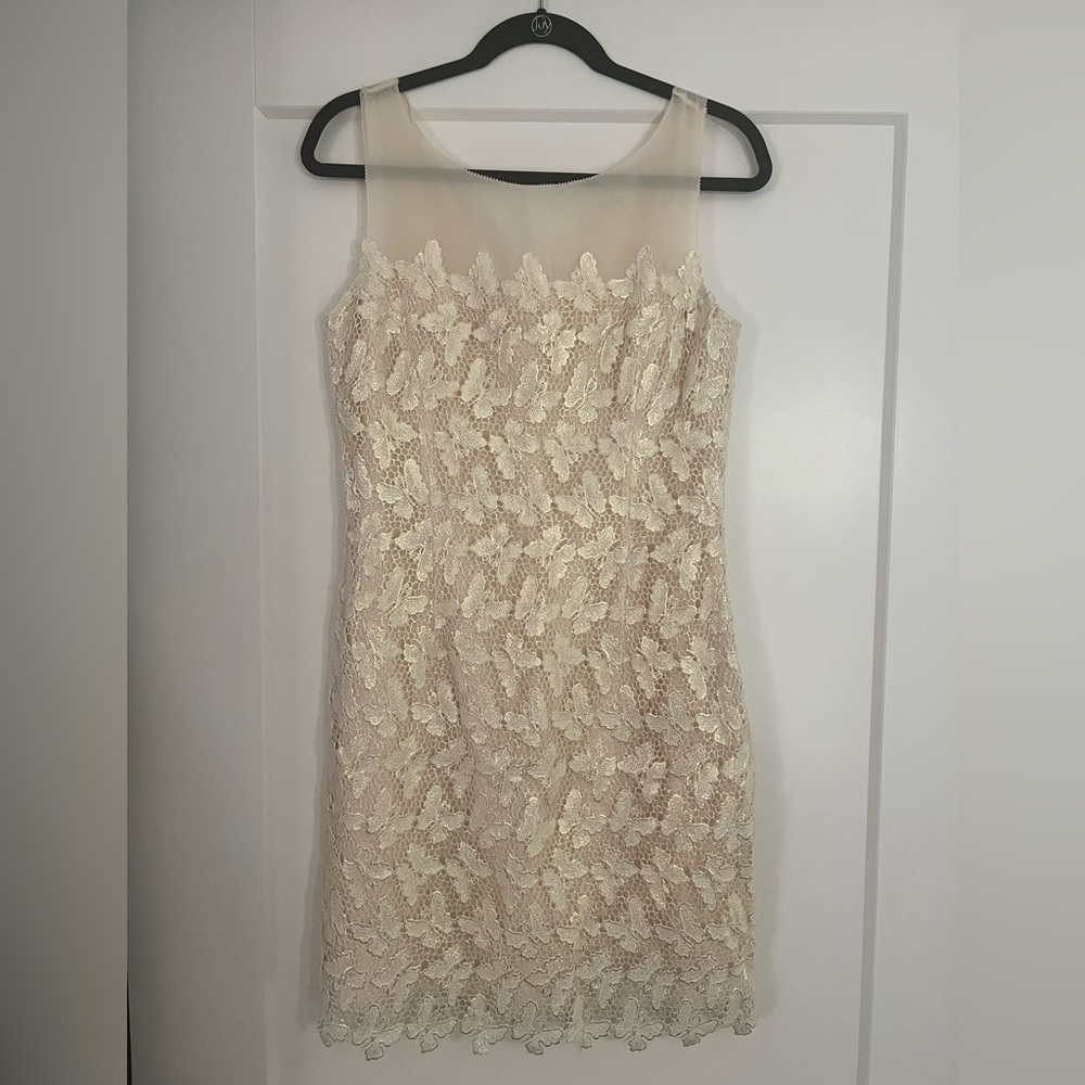 Lily Pulitzer Fulton Dress Gold Metallic Papillon Lace Dress Sz 6